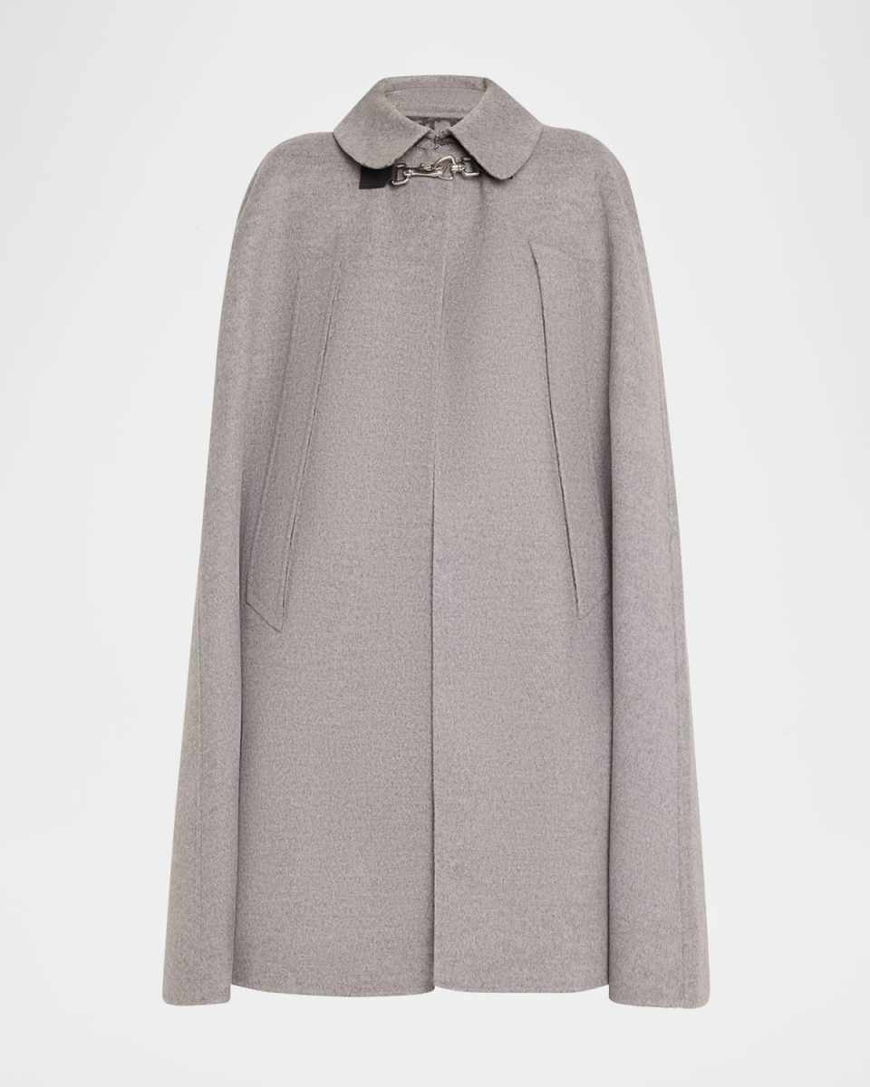 Clasp Closure Wool Cashmere Cape